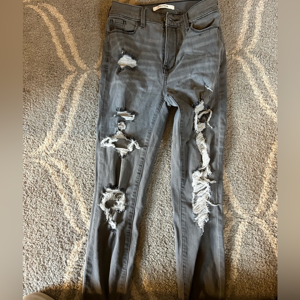 ripped high rise pac sun skinny jeans